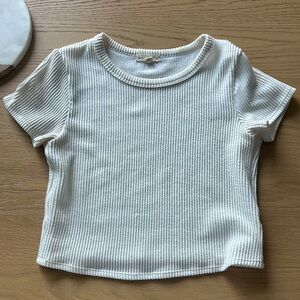Moa Moa Cream Ribbed Crop Top
